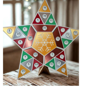 3D Star 25 Drawer Advent Calendar Countdown Custom Colors Snowflake Center