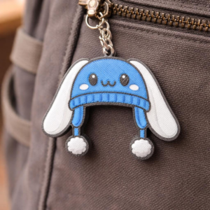 Blue Bunny Ear Hat Keychain | Kawaii Rabbit | 3D Printed Backpack Charm | Bunny Keyring