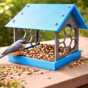 3D Printed Hexagon Bird Feeder: Modern Outdoor Garden Decor