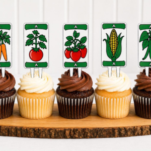 Vegetable Cupcake Toppers | Garden Party Cake Picks | Seed Packet Style | 3D Printed Party Decor
