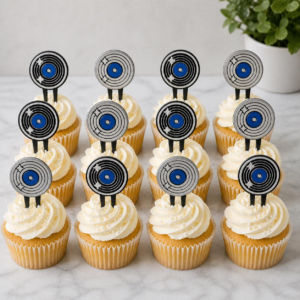 Vinyl Record Cupcake Toppers β Retro Music DJ Party Decorations (Set of 6 or 12)