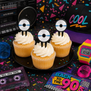 CD Cupcake Toppers – Set of 6 or 12 – Retro Music Party Decor