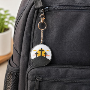Three Crosses Christian Keychain | Faith Gift | Easter Key Ring | Cross Backpack Charm | Confirmation Gift