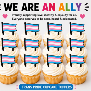 Transgender Pride Flag Cupcake Toppers – Set of  6 or 12 – LGBTQ+ Party Decorations