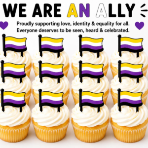 Nonbinary Pride Flag Cupcake Toppers β LGBTQ+ Party Decorations β Pride Decor β Set 6 or 12