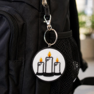 Three Candle Keychain | Faith Gift | Prayer Candle Key Ring | Backpack Charm | Christian Symbol