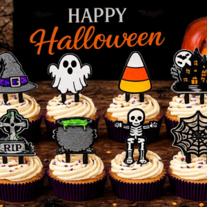 Halloween Cupcake Toppers | Ghost, Pumpkin, Skeleton, Haunted House, Mummy, Witch Decorations