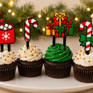 Christmas Cupcake Topper Set – Choose Your Design | 3D Printed Holiday Party Decorations