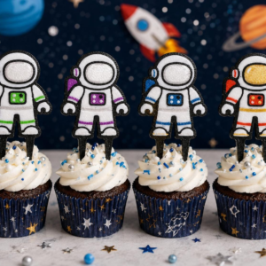 Astronaut Cupcake Toppers – Space Birthday Party Decor –Space Theme – Set of 6 or 12